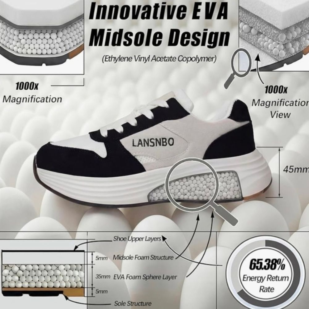 🩵NIB Black & White Cushioned Cross-Training Athletic Shoes Size 8 - Picture 10 of 13